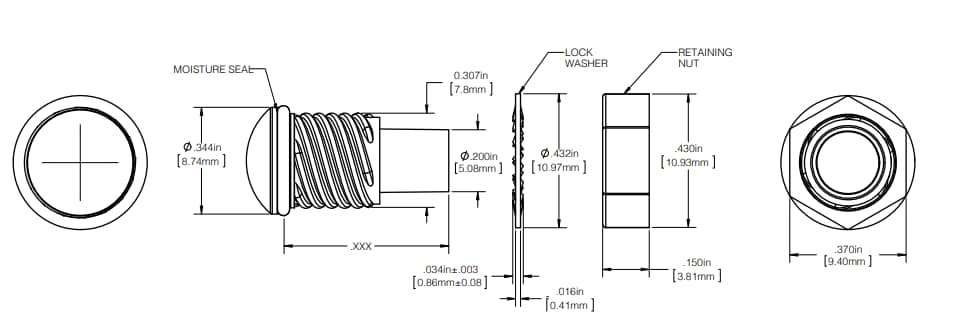 Mechanical Drawing - VCC LCS Moisture-Sealed Rigid Light Pipes